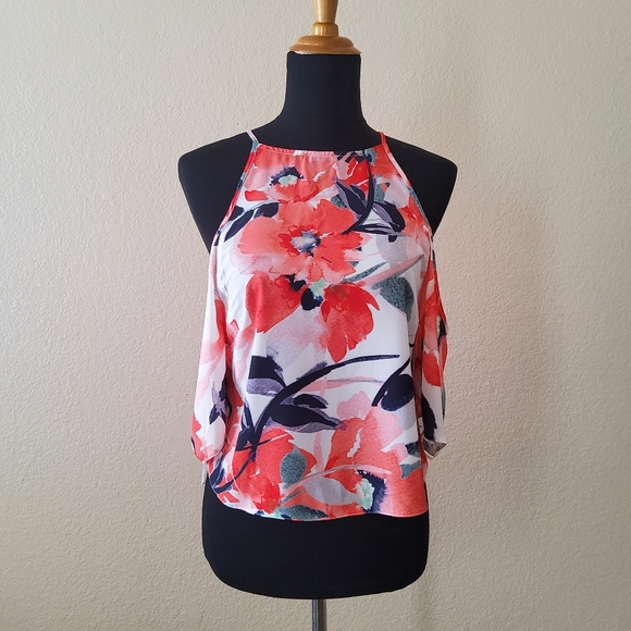 Bishop & Young Ava Floral Short Sleeve Cold Shoulder Top Size S New - Picture 5 of 8
